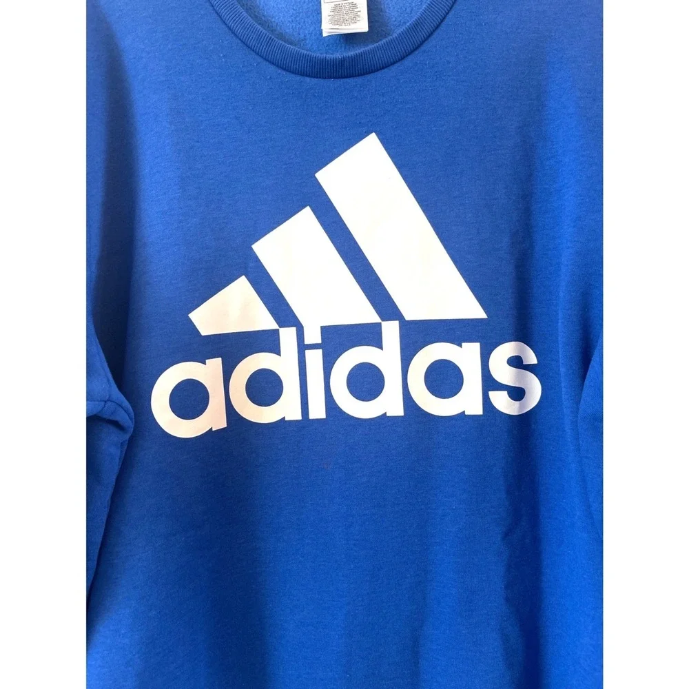 Men's Adidas Crewneck Sweatshirt Mens 2XL Blue HL2299 Graphic Logo Fleece